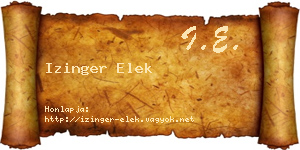 Izinger Elek névjegykártya